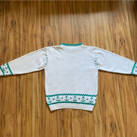 Vintage 90s Eddie Bauer Compass Crewneck Nautical Sailing Cotton Sweater - Picture 3 of 16